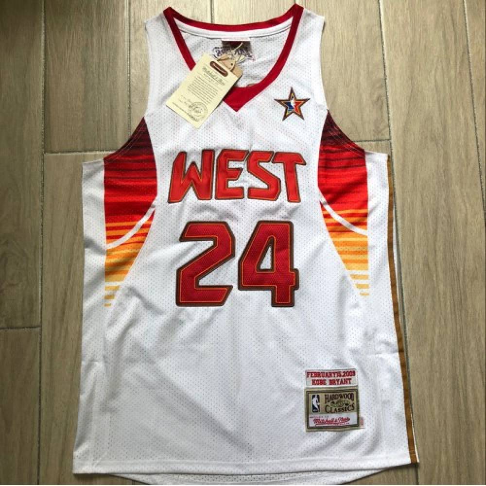 Men's All-Star West 2009 Kobe Bryant #24 White Hardwood Classics Jersey-Pro Kit Vault | Brand New 26/27 Sports Jerseys